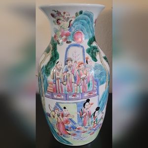 Vintage 1970's Classic Hand Painted Porcelain Vase